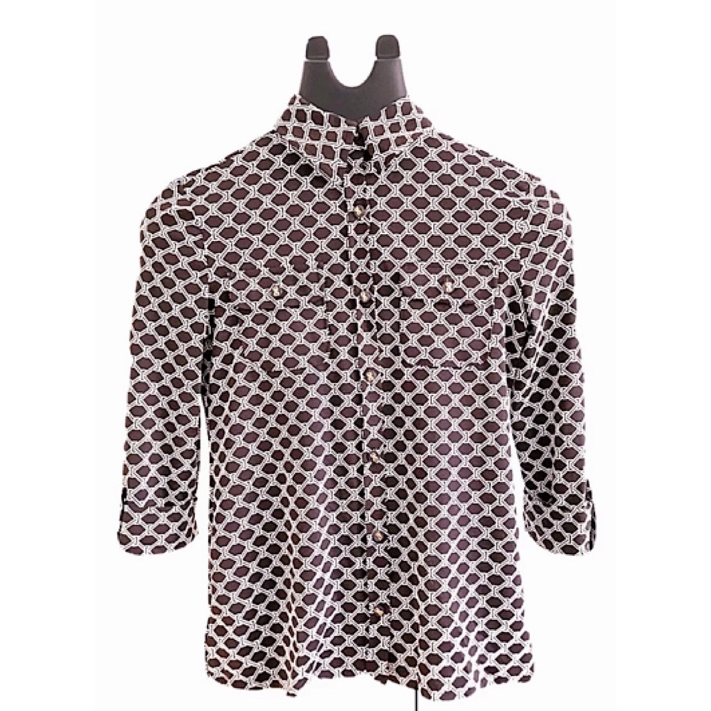 CHARTER CLUB Sz PP = XS  Choc Brn Button Down Top